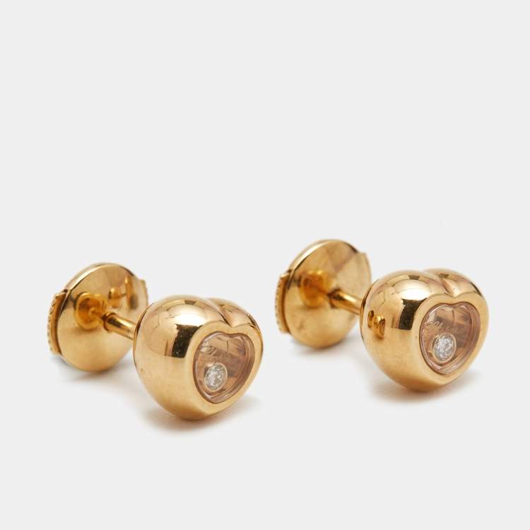 Pre Owned Chopard Happy Diamond Icon 18k Yellow Gold Stud Earrings