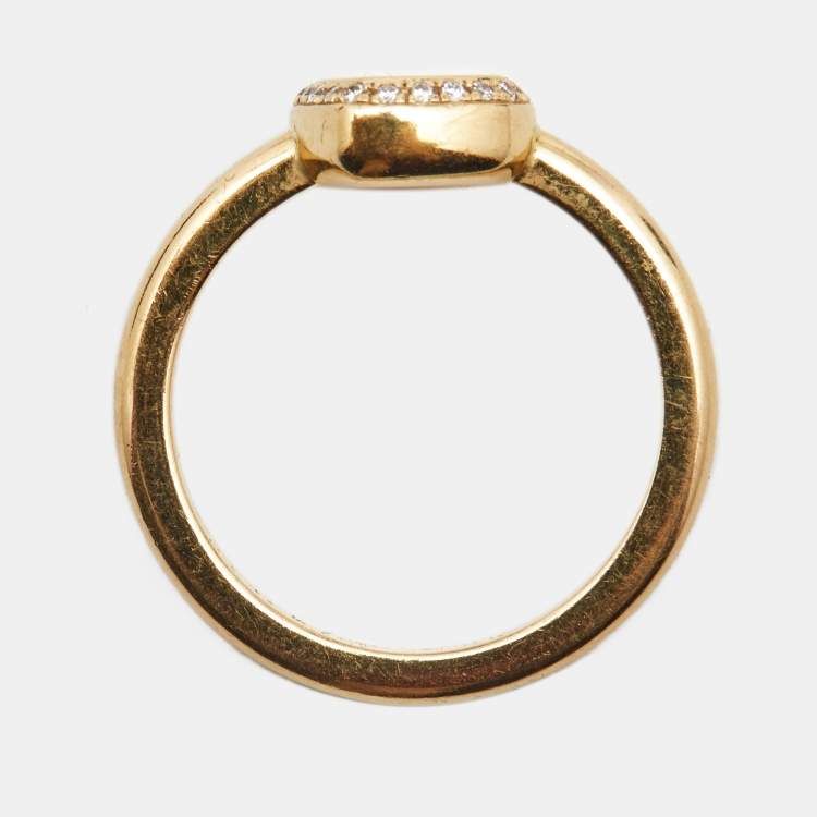 Pre Owned Chopard Happy Diamonds 18k Yellow Gold Ring Size 53