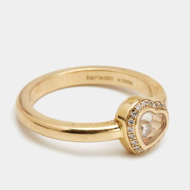 Pre Owned Chopard Happy Diamonds 18k Yellow Gold Ring Size 53
