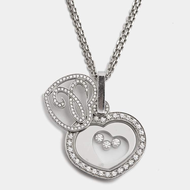 Pre Owned Chopard Happy Diamonds 18k White Gold Pendant Necklace