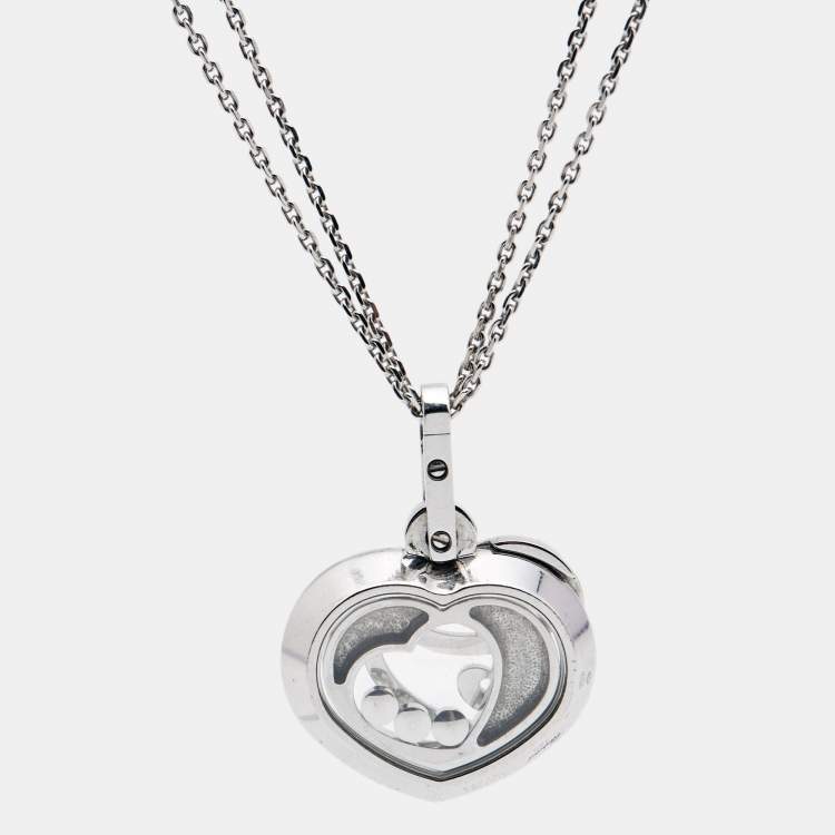 Pre Owned Chopard Happy Diamonds 18k White Gold Pendant Necklace