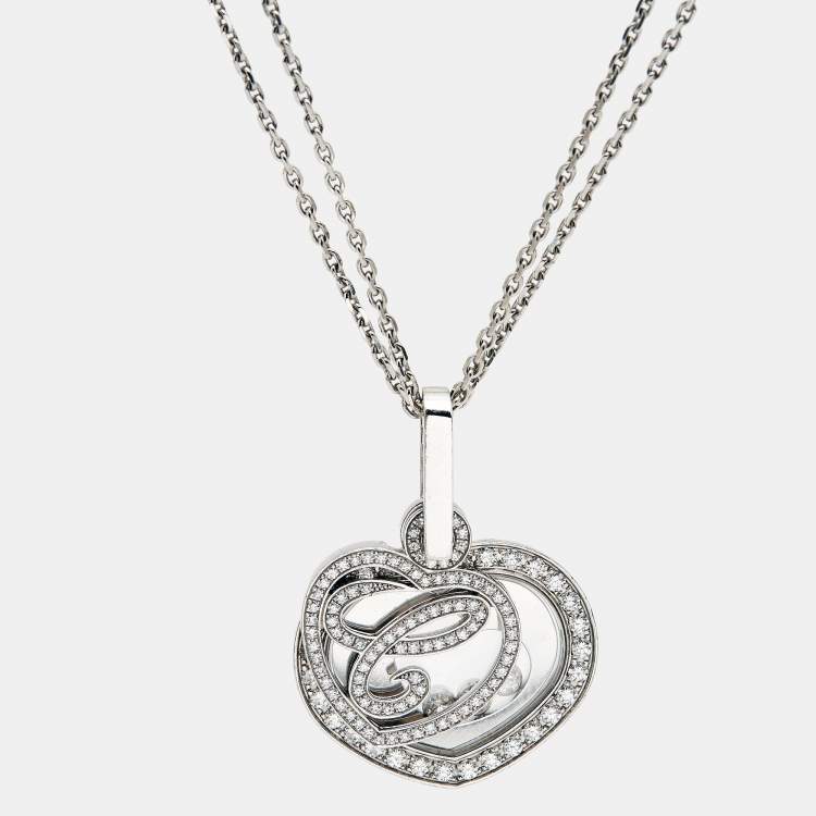 Pre Owned Chopard Happy Diamonds 18k White Gold Pendant Necklace