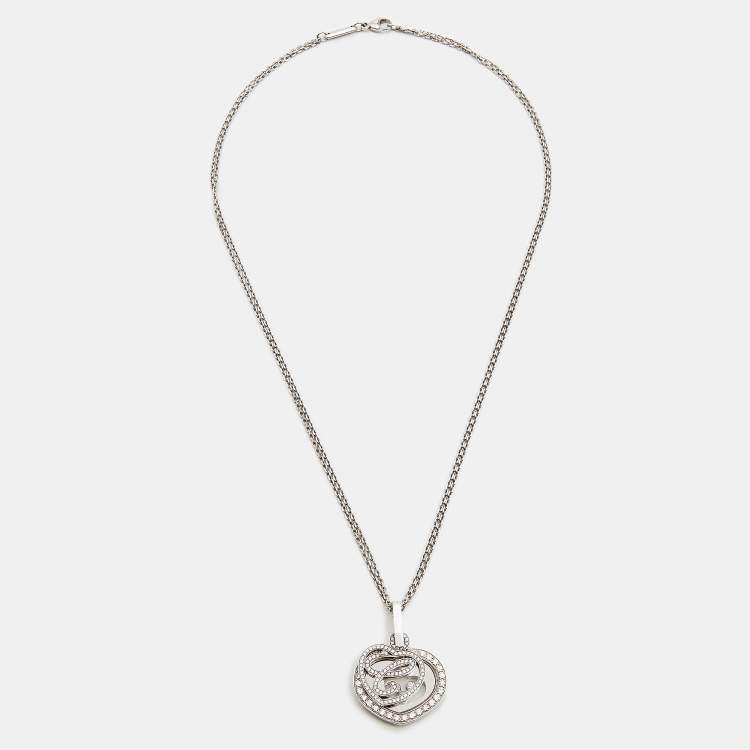 Pre Owned Chopard Happy Diamonds 18k White Gold Pendant Necklace