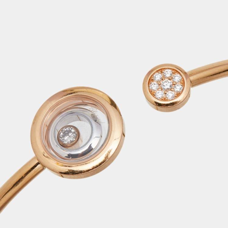 Pre Owned Chopard Happy Spirit Diamonds 18k Two Tone Gold Open Cuff Bracelet