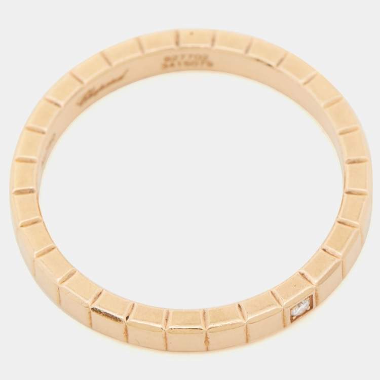 Pre Owned Chopard Ice Cube Diamond 18K Rose Gold Narrow Band Ring 55