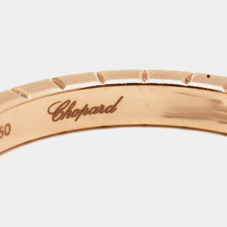 Pre Owned Chopard Ice Cube Diamond 18K Rose Gold Narrow Band Ring 55