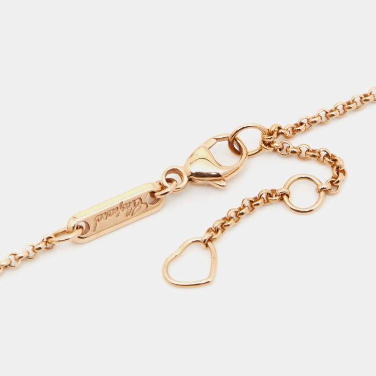 Pre Owned Chopard Happy Hearts Onyx Diamond 18K Rose Gold Pendant Necklace