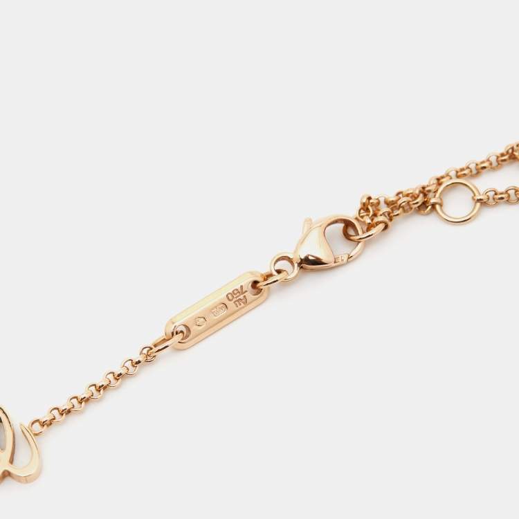 Pre Owned Chopard Happy Hearts Onyx Diamond 18K Rose Gold Pendant Necklace