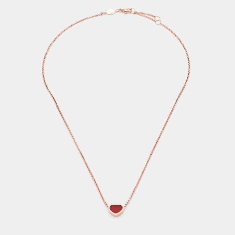 Pre Owned Chopard My Happy Hearts Carnelian 18K Rose Gold Necklace