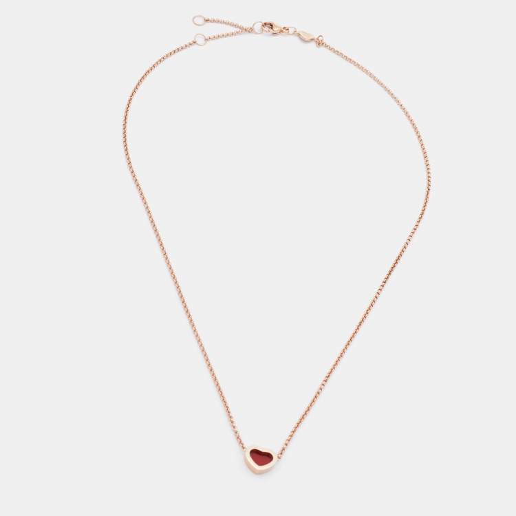 Pre Owned Chopard My Happy Hearts Carnelian 18K Rose Gold Necklace