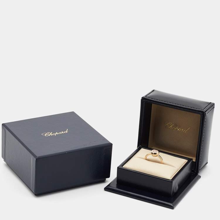 Pre Owned Chopard Happy Diamond 18k Rose Gold Heart Ring Size 51