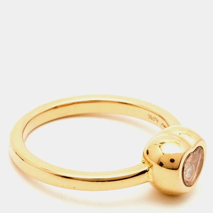 Pre Owned Chopard Happy Diamond 18k Rose Gold Heart Ring Size 51