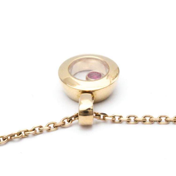 Pre Owned Chopard Happy Diamonds 18K Rose Gold Ruby Necklace