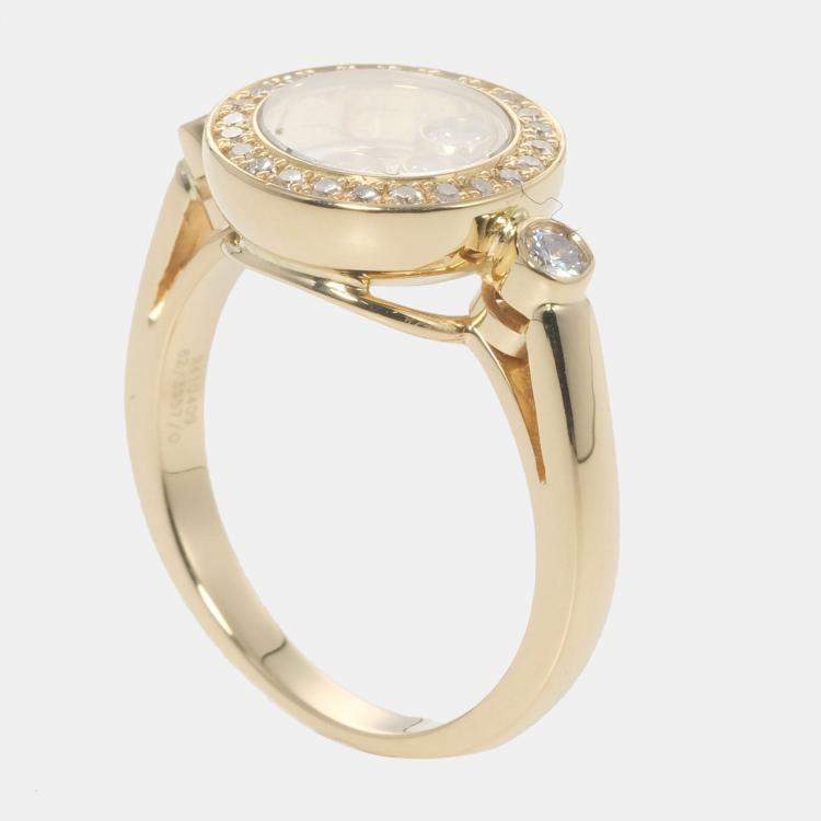 Pre Owned Chopard Happy Diamonds 18K Yellow Gold Diamond Ring EU 50.5