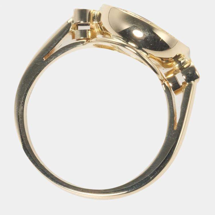 Pre Owned Chopard Happy Diamonds 18K Yellow Gold Diamond Ring EU 50.5