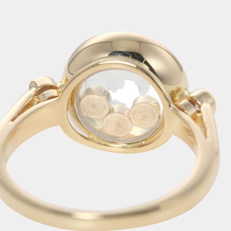 Pre Owned Chopard Happy Diamonds 18K Yellow Gold Diamond Ring EU 50.5