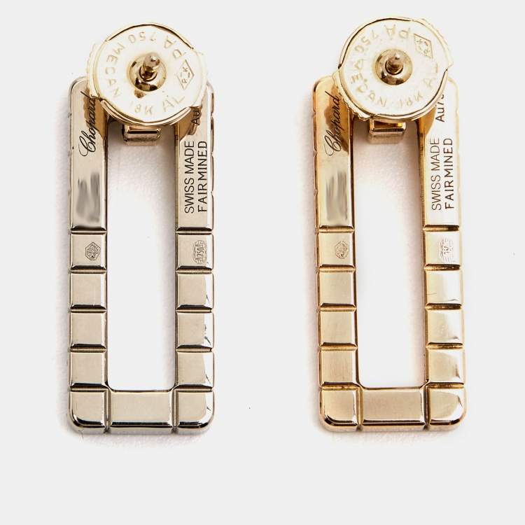 Pre Owned Chopard Ice Cube 18k Two Tone Gold Earrings