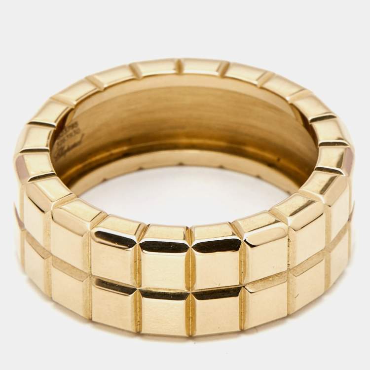 Pre Owned Chopard Ice Cube 18k Yellow Gold Ring Size 56