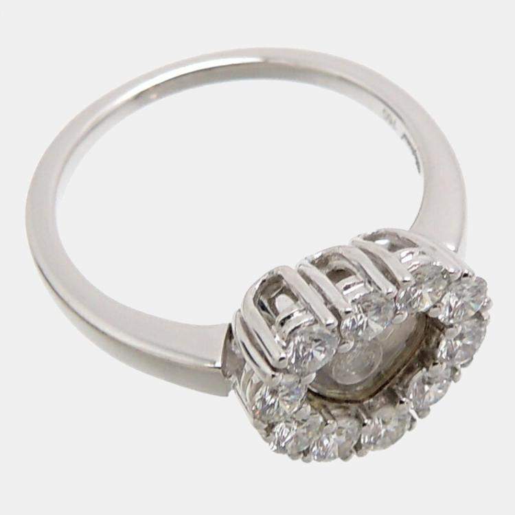 Pre Owned Chopard Happy Diamonds Heart 18K White Gold Diamond Ring EU 48