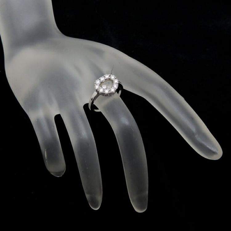 Pre Owned Chopard Happy Diamonds Heart 18K White Gold Diamond Ring EU 48