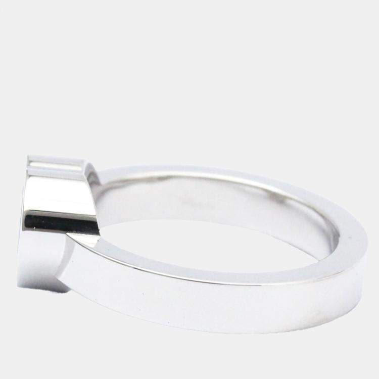 Pre Owned Chopard Happy Diamonds Heart 18K White Gold Diamond Ring EU 52