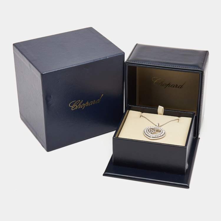 Pre Owned Chopard Happy Diamonds 18k White Gold Pendant Necklace