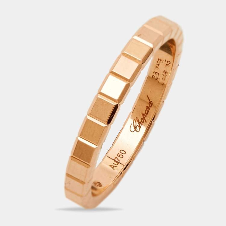 Pre Owned Chopard Ice Cube 18k Rose Gold Ring Size 52