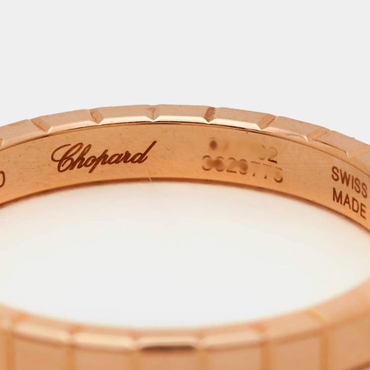 Pre Owned Chopard Ice Cube 18k Rose Gold Ring Size 52