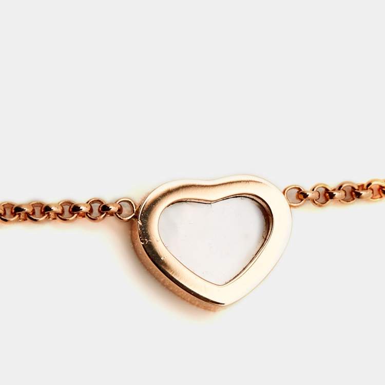 Pre Owned Chopard Happy Hearts Mother of Pearl 18k Rose Gold Pendant Necklace