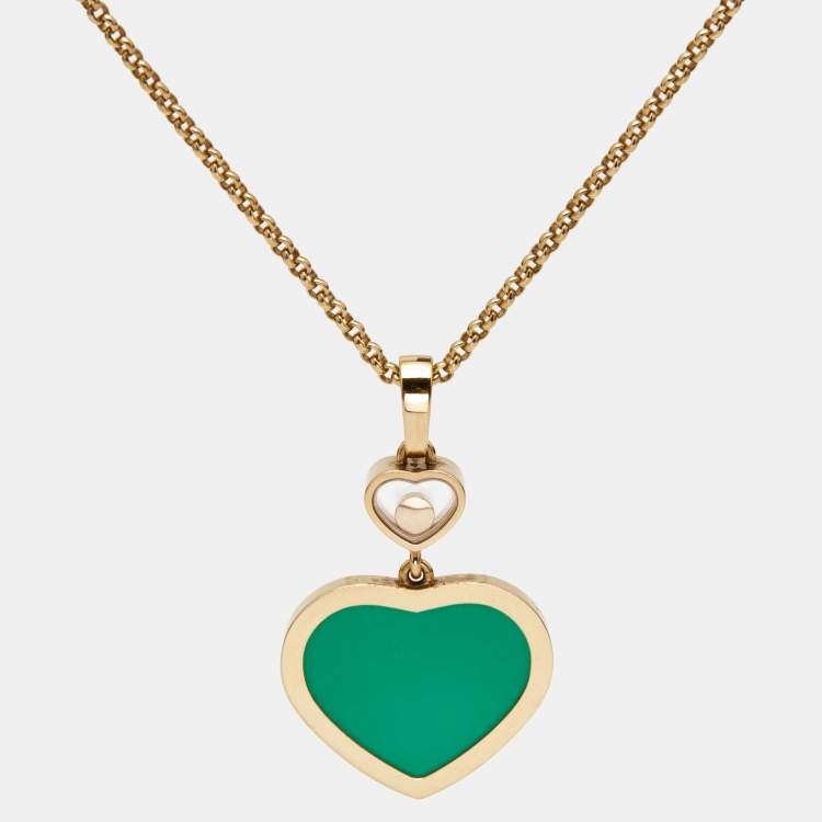 Pre Owned Chopard Happy Hearts Agate Diamond 18k Rose Gold Necklace