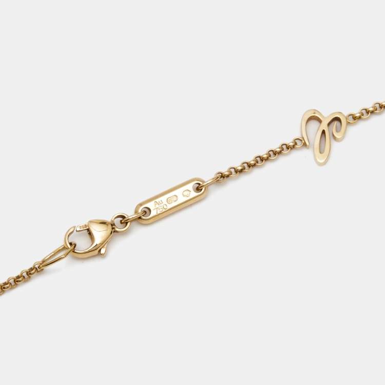 Pre Owned Chopard Happy Hearts Agate Diamond 18k Rose Gold Necklace