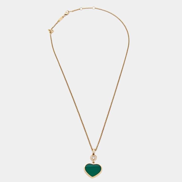 Pre Owned Chopard Happy Hearts Agate Diamond 18k Rose Gold Necklace