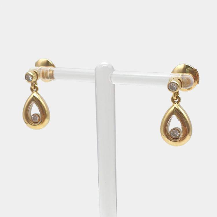 Pre Owned Chopard Happy Diamonds 18K Yellow Gold Diamond Earrings