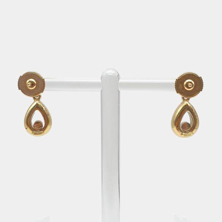 Pre Owned Chopard Happy Diamonds 18K Yellow Gold Diamond Earrings