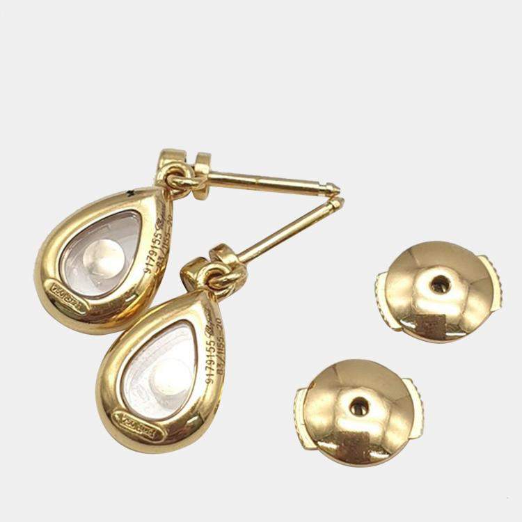 Pre Owned Chopard Happy Diamonds 18K Yellow Gold Diamond Earrings