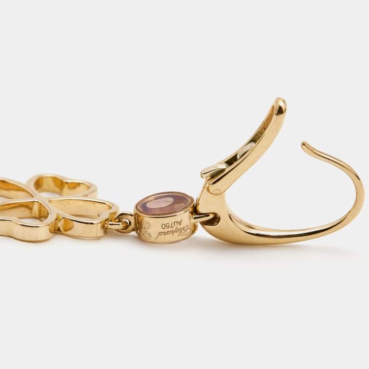 Pre Owned Chopard Clover Diamonds 18k Rose Gold Earrings