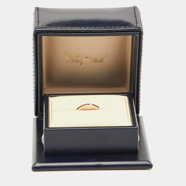 Pre Owned Chopard Ice Cube 1 Diamond 18K Rose Gold Narrow Band Ring Size 50