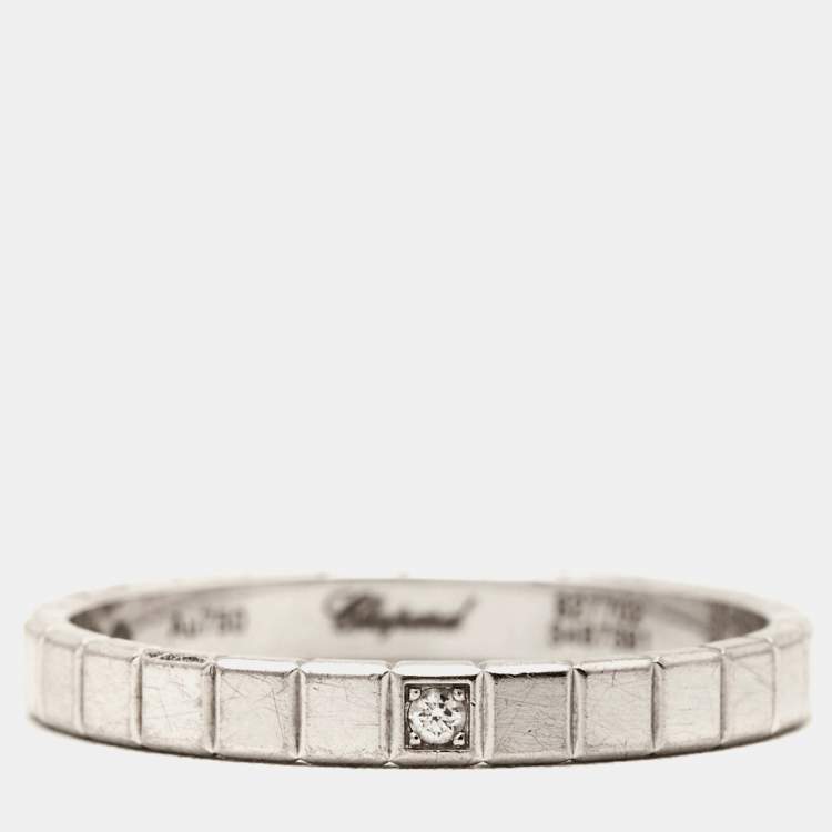 Pre Owned Chopard Ice Cube Diamond 18k White Gold Ring Size 54
