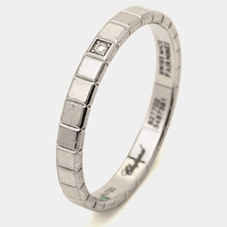 Pre Owned Chopard Ice Cube Diamond 18k White Gold Ring Size 54