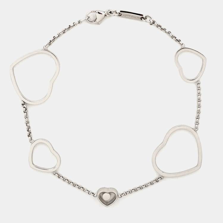 Pre Owned Chopard Happy Hearts Diamond 18k White Gold Bracelet