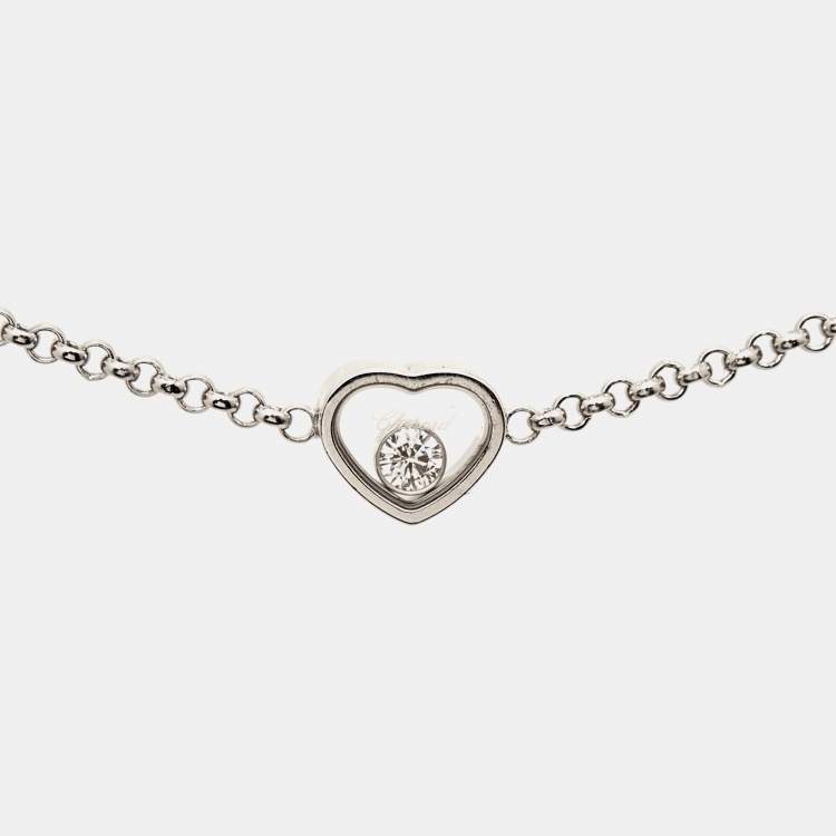 Pre Owned Chopard Happy Hearts Diamond 18k White Gold Bracelet