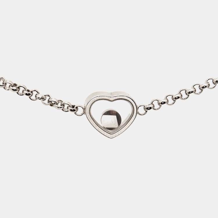 Pre Owned Chopard Happy Hearts Diamond 18k White Gold Bracelet