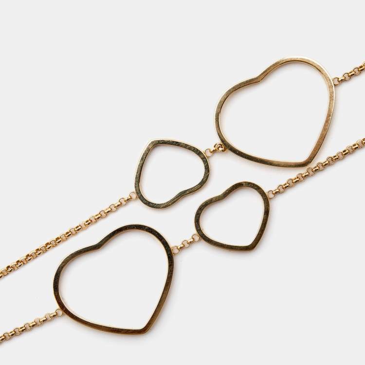 Pre Owned Chopard Happy Hearts Onyx Diamond 18k Rose Gold Long Necklace