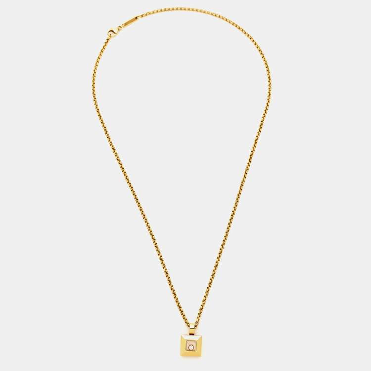 Pre Owned Chopard Happy Diamonds Icon 18k Yellow Gold Pendant Necklace