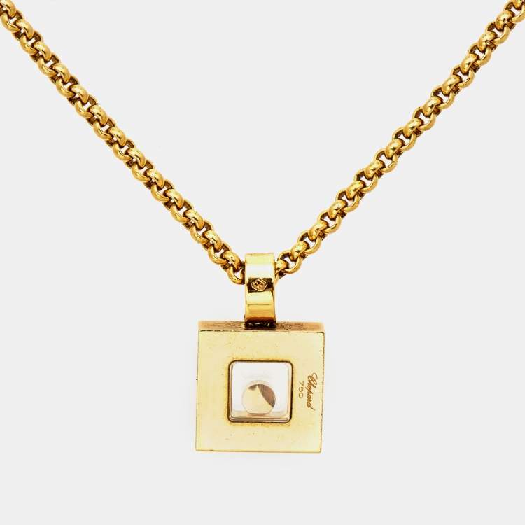 Pre Owned Chopard Happy Diamonds Icon 18k Yellow Gold Pendant Necklace