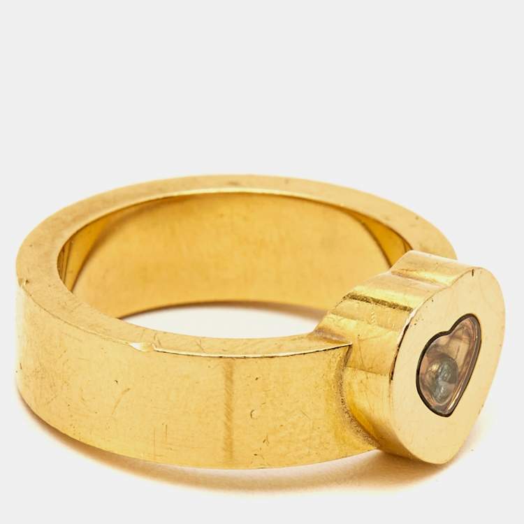 Pre Owned Chopard Happy Diamonds 18k Yellow Gold Ring Size 53