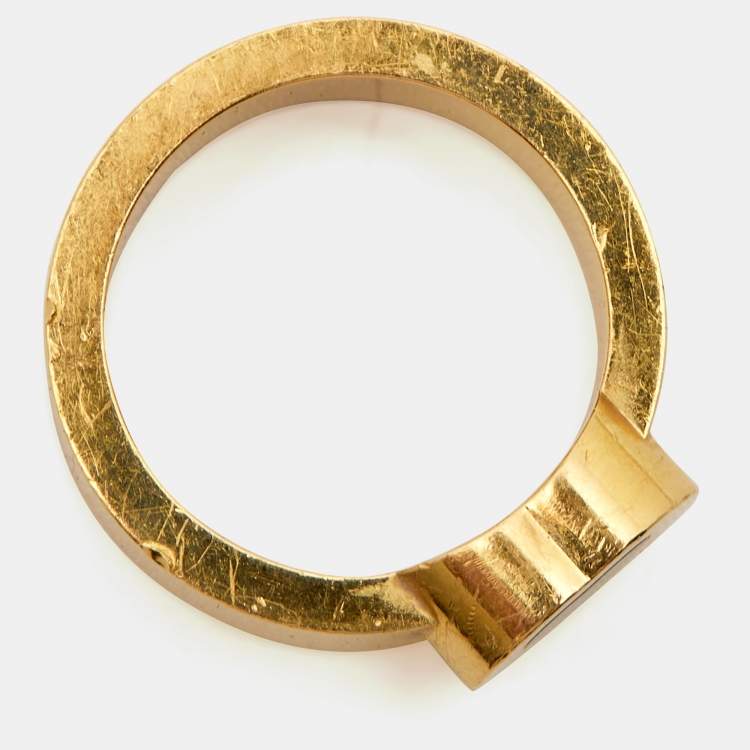 Pre Owned Chopard Happy Diamonds 18k Yellow Gold Ring Size 53