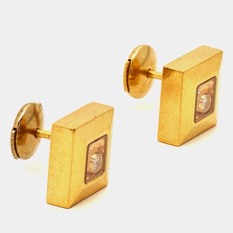 Pre Owned Chopard Happy Diamonds 18k Yellow Gold Earrings