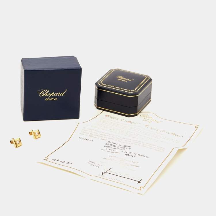 Pre Owned Chopard Happy Diamonds 18k Yellow Gold Earrings
