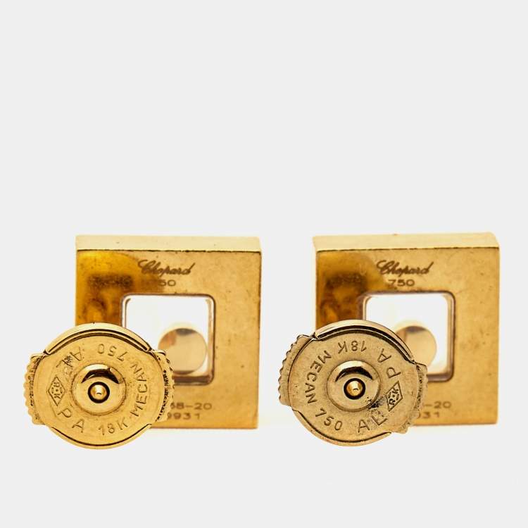 Pre Owned Chopard Happy Diamonds 18k Yellow Gold Earrings